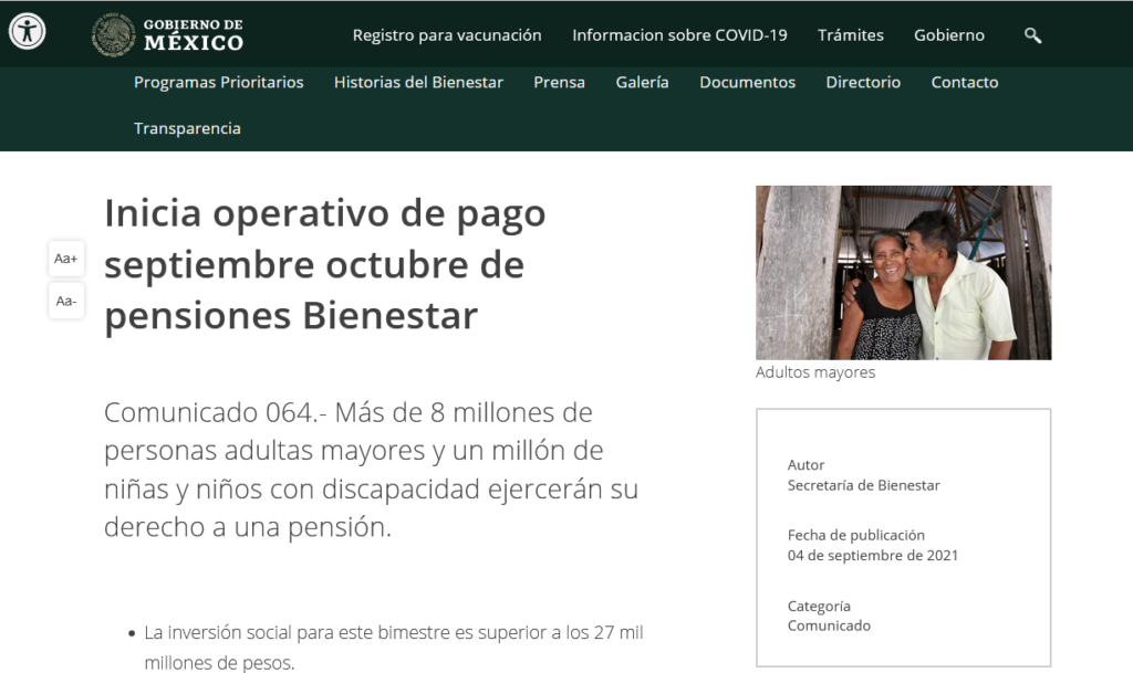 comunicado 64 de la secretaria del bienestar